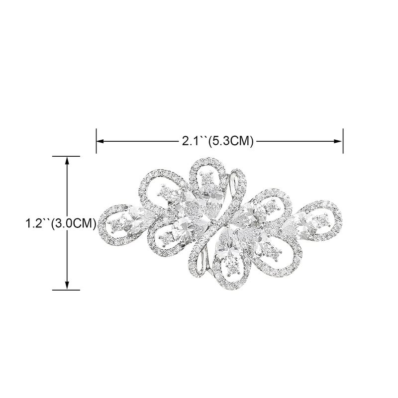 YOQUCOL White Cubic Zirconia Crystal Rhinestone Ribbon Shape Silver Tone Brooch Pin for Women Wedding Brides Jewelry - Image 4